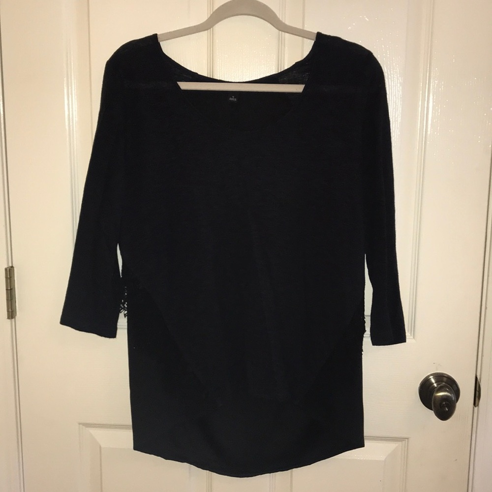 Navy top with lace on sides